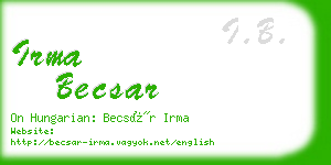 irma becsar business card